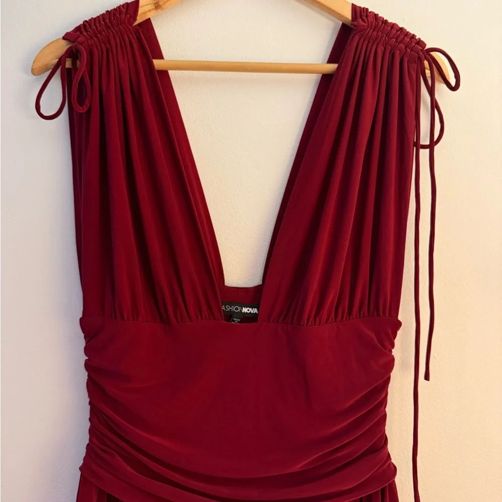 Fashion Nova Kaila Ruched Micro Mini Dress in Wine - Picture 6 of 11